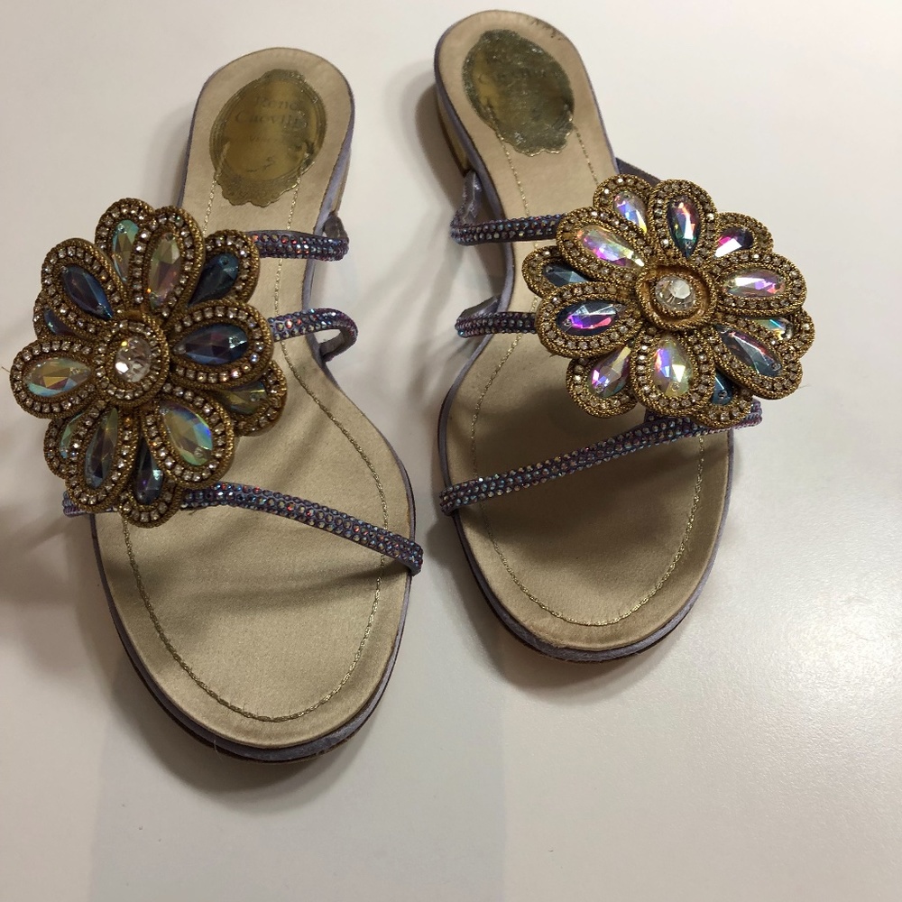 Rene Caovilla Laser Cut Crystal Sandal